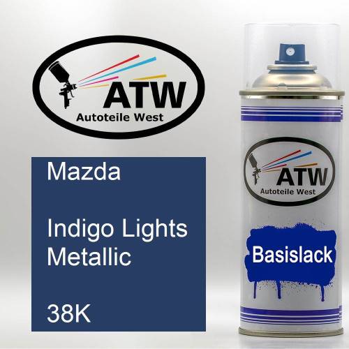 Mazda, Indigo Lights Metallic, 38K: 400ml Sprühdose, von ATW Autoteile West.